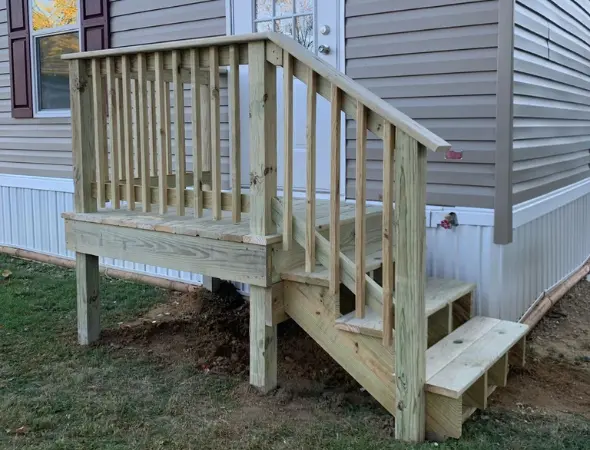wooden steps leading up to back door in Springfield, IL